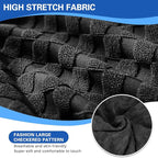 YEMYHOM Stretch Individual Cushion Covers Sofa Chair Seat Cushion Slipcovers Soft Couch Cover Replacement Large Checkered Furniture Protector with Elastic Bottom (1 Pc Cushion Cover, Black)