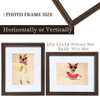 11x14 Picture Frame Walnut Wooden, Display Pictures 8 x 10 with Mat or 11 x 14 Without Mat for Wall Mounting-Real Glass-11 by 14 Collage Frames-11 14 Photo Frames for Home Decor Gifts
