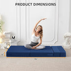 FILUXE Convertible Folding Sofa Bed - Sleeper Chair with Pillow, Modern Linen Fabric Floor & Futon Couch, Foldable Mattress for Living Room/Dorm/Guest/Home Office/Apartment,Standard Size, Navy Blue