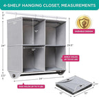 HOLDN’ STORAGE - 4 Shelf Hanging Closet Organizer with Metal Rod - Bamboo Inserted, Holds up to 24 pounds - 24” W x 12” D x 29.5”H - Perfect for College Dorms & RV Hanging Organizer