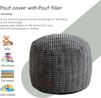 HIGOGOGO Pouf Ottoman Stuffed Round Modern Foam Filled Foot Rest Poufs for Living Room Chair Decorative 26 X 18 Inches Boho Relax Stool for Wedding Christmas Party, Dark Grey