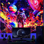 NYZE Astronaut Space Tapestry for Bedroom, Glow in the Dark Room Decor Wall Tapestries, Cool Galaxy Planet Wall Hanging, Wall Hanging for Men Guys Gamer Room Dorm Living Room 79x59 in