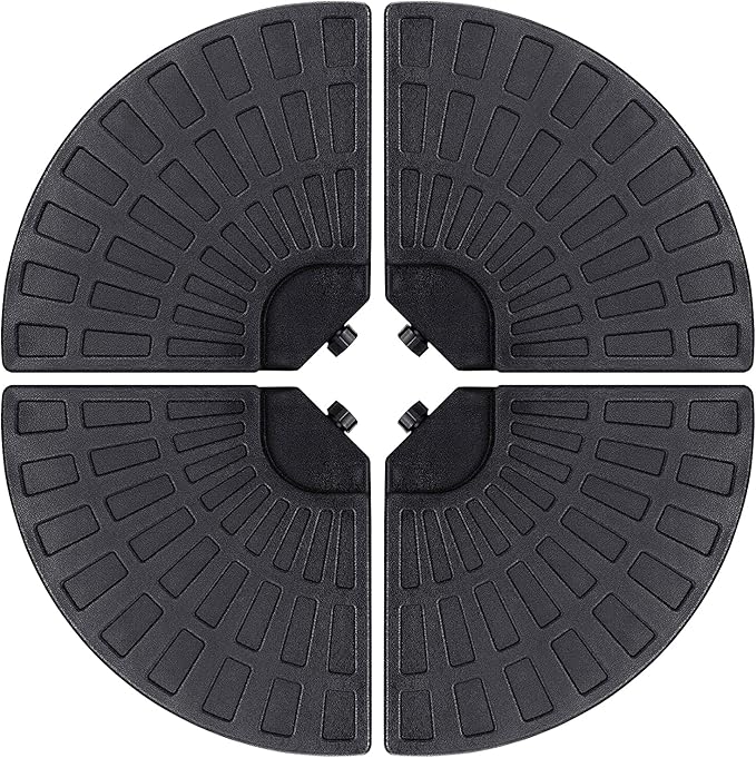 Sunnyglade 18.9" 4Pcs 13L Fan Shaped Water or Sand Filled Umbrella Base/Fan Style Self-Filled Cantilever Offset Umbrella Base Stand Suitable for All Kinds of Cross Tiles (Black)