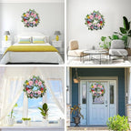 24 Inch Spring Summer Wreaths for Front Door, Spring Summer Door Wreaths, Floral Flowers Wreath with Pink Peony,Rose,Blue Hydrangea,Sunflower,Large Wreaths for Spring Summer Outdoor Home Decor