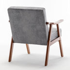 Accent Chair with Microfiber Upholstery and Solid Wood Frame, Classic Mid-Century Modern Living Room Furniture for Extra Seating, Spotted Grey
