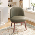 Accent Chair Mid-Century Modern Chair PU Leather Upholstered Armless Chair Set of 1, Suitable for Living Room, Bedroom, Balcony,Olive Green