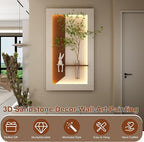 LED Sandstone Wall Decor, 3D Wall Art Sculpture, Simulated Green Plants, Glass Vase & Rabbit Statue, 3 Color Remote Control Light, for Living Room, Bedroom, Hallway(Light Coffee,41.4 * 23.6in)