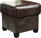 GLAXYFUR Storage Ottoman Cube Folding Footstool PU Leather Bench with Legs, Ottoman with Storage for Living Room, Bedroom, Brown