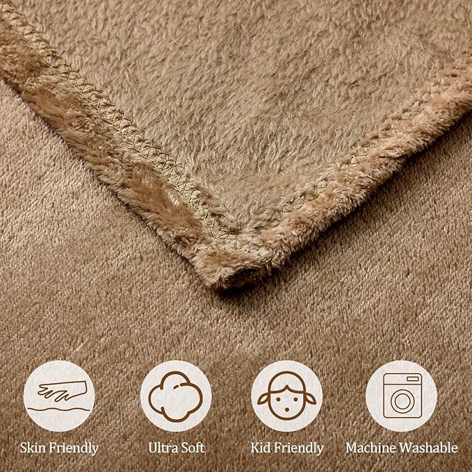 Tinideya Flannel Fleece Throw Blanket Bulk 50 x 60 Inch Soft Fleece Blanket Warm Throw Blankets Coral Blankets for Couch Sofa Home Wedding Gifts Season(Earthy Color,24 Pcs)