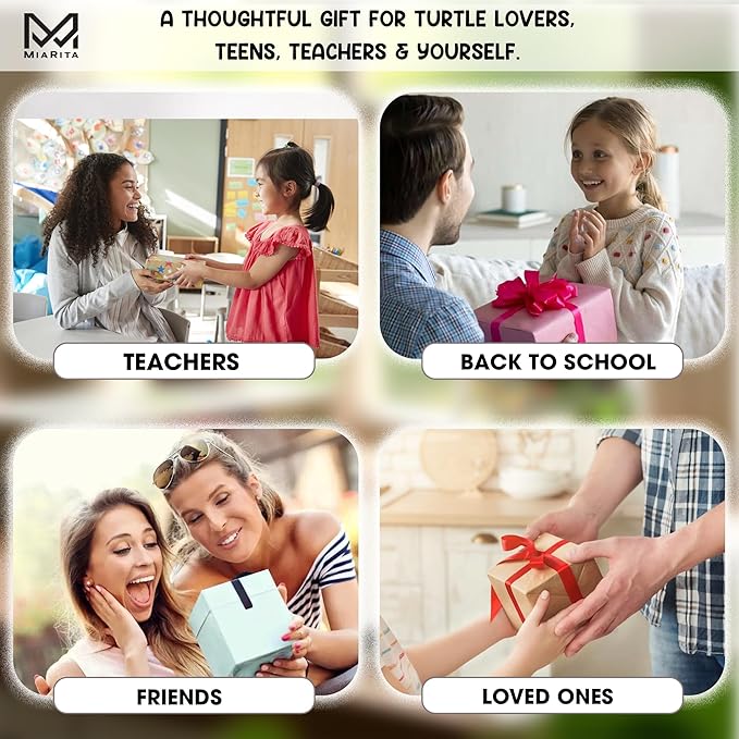 Positive Turtle Jar – 60 Funny Emotional Support Turtle, Sea Turtle Gifts for Women, Teens, Tweens, Girls, Turtle Decor, Trendy Teen Girl Stuff, Back to School Gifts, Teachers Gift