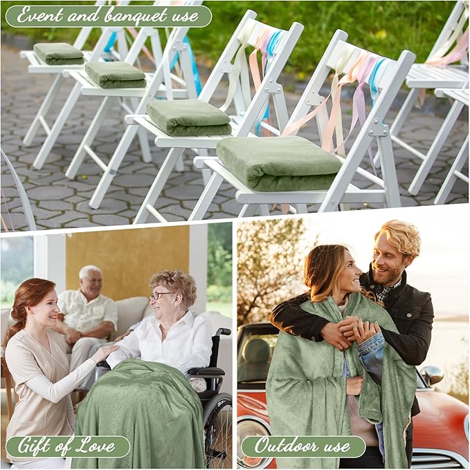 Tinideya 12 Pcs Flannel Fleece Throw Blanket Bulk 50 x 60 Inch Soft Fleece Blanket Warm Throw Blanket Coral Blankets for Couch Sofa Home Wedding Gifts Season (Sage Green)