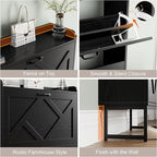 Nicetree Shoe Storage Cabinet with 2 Flip Drawers, Freestanding Shoe Organizer, Shoe Cabinet with Metal Legs, Farmhouse Slim Shoe Cabinet for Entryway, Foyer, Hallway, Black