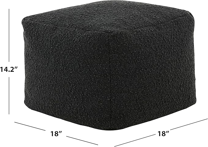 SAFAVIEH Couture Collection Samuels Black Boucle Ottoman Square Pouf (Fully Assembled)