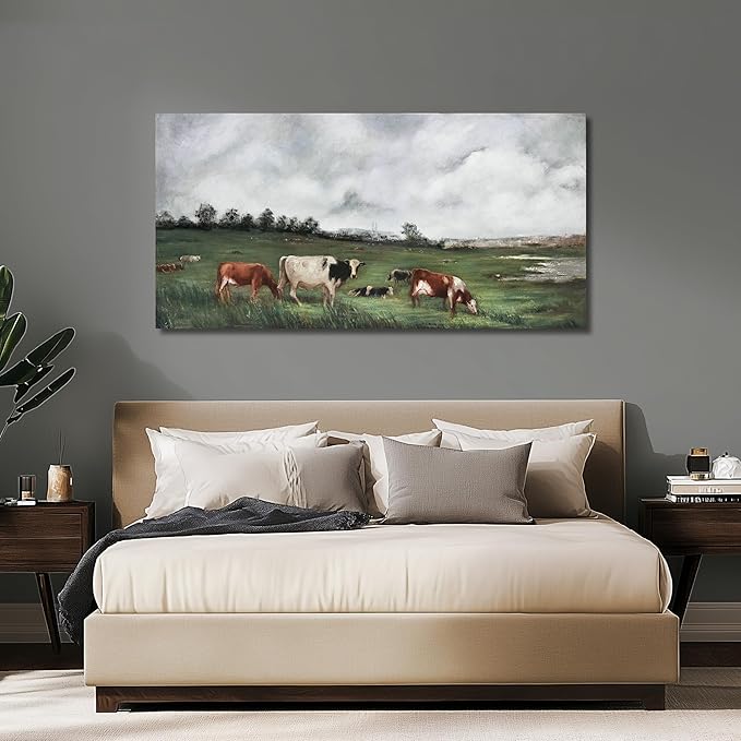 Belmrxne Landscape Wall Art White and Green Wall Decor Moden Animal Aesthetic Canvas Prints Moden Artwork for Living Room Bedroom Dining Room kitchen Hallway Office Home Decor 24×48 Inches