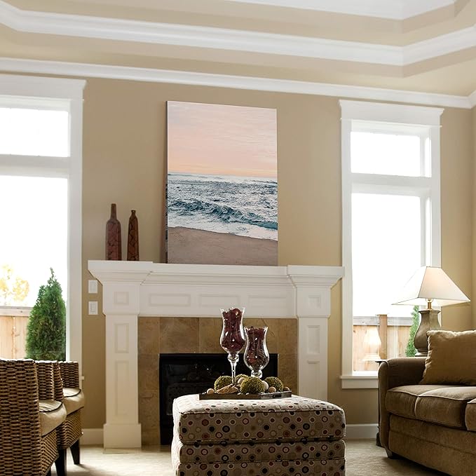Renditions Gallery Canvas Nature Wall Art Home Paintings & Prints Sandy Wavy Shore Scenic Wall Hanging Modern Decorations Artwork for Bedroom Living Room Office Kitchen - 32"x48" LT06