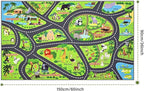 Zoo Adventure Kids Car Rug, Cute Animal Play Mat with Non-Slip Backing, Kids Carpet with Lions, Tigers & Giraffes for Educational and Fun Playtime, 60"x36"