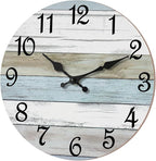 CHYLIN Wall Clock 14 Inch Bathroom Clock, Rustic Wall Clocks Battery Operated, Silent Non Ticking Wooden Coastal Beach Clock for Kitchen, Living Room, Bedroom, Office (White)