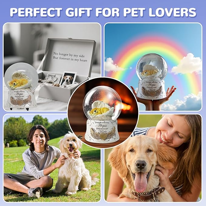 Angel Dog Music Snow Globe, Christmas Indoor Decor, Golden Retriever Lost Pet Memorial Gift, Dog Passing Away Gifts, Ideas, Dog Lover idea.