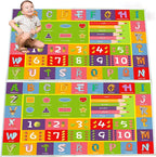 ABC Alphabet Animals Educational Playmat - Interactive Learning Carpet for Toddlers & Infants with Numbers & Shapes, Classroom/Bedroom Play Rug, Machine Washable(Size:80 * 120cm/31" x 47")