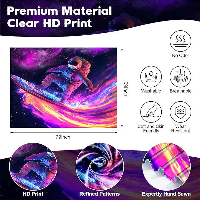 NYZE Astronaut Space Tapestry for Bedroom, Glow in the Dark Room Decor Wall Tapestries, Cool Galaxy Planet Wall Hanging, Wall Hanging for Men Guys Gamer Room Dorm Living Room 79in×59in
