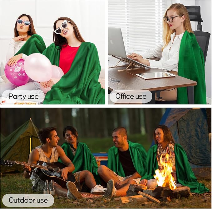24 Pcs Fleece Blankets Bulk 60 x 50 in, Soft Lightweight Throw Blankets in Bulk Large Cozy Wool Blankets for Wedding, Bed, Couch, Outdoor, Use Gifts & Home, Homeless Men Women (Green)