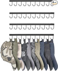 Mkono Hat Rack for Wall Hat Storage Organizer for 40 Baseball Caps, Modern Metal Closet Hat Hooks, Wall Mount Ball Caps Holder Organizer for Bedroom Entryroom Closet Organization, Set of 4, Black