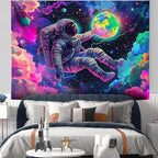 NYZE Astronaut Space Tapestry for Bedroom, BlackLight Tapestry Room Decor Wall Tapestries, Cool Galaxy Planet Wall Hanging for Men Guys Gamer Room Dorm59in×51in