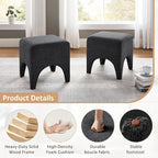 17" Boucle Modern Square Foot Stool Ottoman, Vanity Stool for Makeup, Rectangle Foot Rest for Couch, Upholstered Ottoman Stool for Living Room, Bedroom, Entryway (1, Dark Grey)