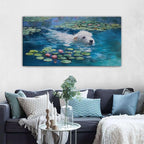 Dog Monet Wall Art with - Large Canvas Wall Art for Bedroom - Framed Landscape Pictures Decor - Classic Vintage Artwork for Living Room, Bedroom, or Office Paintings Wall Decor 20×40IN