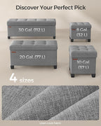 SONGMICS Storage Ottoman Bench, Foldable Foot Rest with Legs, 15 x 43 x 15.7 Inches, End of Bed Bench, Storage Chest, Load up to 660 lb, for Living Room, Bedroom, Entryway, Dove Gray ULSF018G02