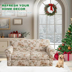 KRFOONN 3 Piece Printed Couch Cover for 2 Cushion Couch Stretch Sofa Loveseat Slipcover with 2 Separate Seat Cushion Covers Furniture Protector with Elastic Bottom for Living Room (Loveseat, 57)