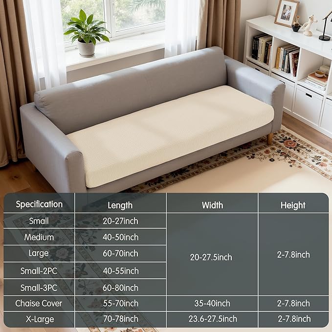 Hokway Stretch Couch Cushion Slipcovers X-Large Reversible Cushion Replacement Slipcovers Sofa Cushion Covers