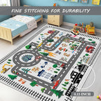 Baby Play Mat, Playroom Rug for Kids, Non Slip Washable Toddler Floor Mat, Car Rug for Kids Toy Cars, City Road Carpet for Playroom Bedroom Boys, Car Track Map Playmat - 3x5ft