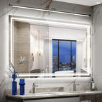 72x40 Inch Led Mirror for Bathroom with Front Light and Backlit, Bathroom Mirror with Led Lights, Vanity Mirror with Lights for Wall, Anti-Fog, Dimmable, Memory Function, Tempered Glass
