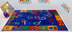 KIDCARPET.COM Alphabet and Numbers Rectangle Classroom Rug | Bordered Area Rug for Preschool Daycare Learning, 6' x 8'6"