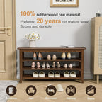 Shoe Rack Bench, 4-Tier Shoe Shelf Organizer, 39.4" Entryway Storage Bench for Hallway, Bedroom, Living Room, Bedroom, Hold up to 550 lbs, Solid Wood, Dark Brown