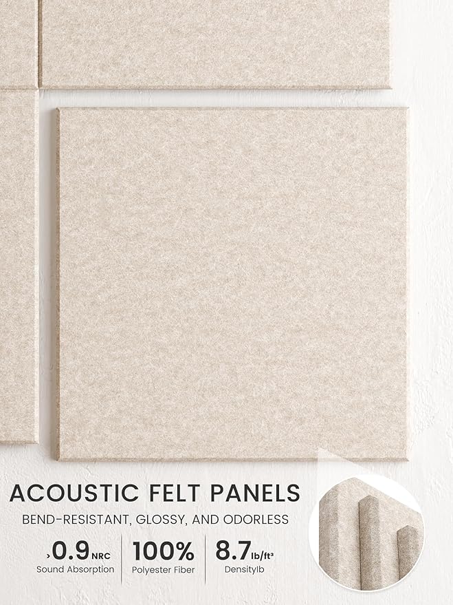 Bumusty Large Cork Board 48" x 36" Alternative - 12 Pack Felt Wall Tiles with 70 Safe Removable Adhesive Tabs, 30 Pushpins, Cork Boards for Walls Pin Board Bulletin Board Office Decor (Oatmeal)