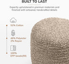 Anji Mountain Artisan Crafted Cotton Blend Pouf Ottoman | Versatile Floor Seating & Footstool for Living Room | Modern Boho Home Décor Accent | Filled Pouffe