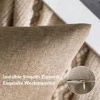 MIULEE Pack of 2 Decorative Outdoor Solid Waterproof Throw Pillow Covers Faux Linen Garden Farmhouse Cushion Cases for Patio Tent Balcony Couch Sofa 20x12 Inch Khaki