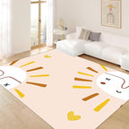 Children's Rug Living Room Plush Area Rugs Educational Rugs Soft Washable Non-Slip Rugs Simple Cute Sun and Love Prints Kids Room Nursery Decor Pink Rugs 2x5ft