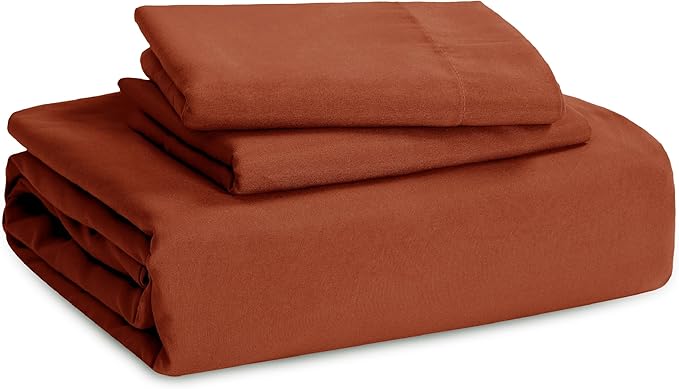 Bedsure Terracotta Duvet Cover Full Size - 3 Pieces Prewashed Extra Soft Cotton-Like Polyester Bedding Set, Includes 1 Duvet Cover 80x90 Inches with Zipper Closure & 2 Pillow Shams, No Comforter