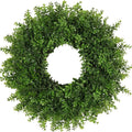Boxwoods Wreaths for Front Door 26 Inch Large Artificial Green Leaves Greenery Indoor Outdoor Wreath Home Decor Porch Window Wall Farmhouse Door Decorations Spring Summer Fall All Seasons