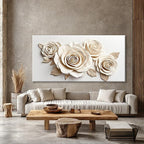 White Large Canvas Wall Art Living Room Prints Home Wall Decor Modern Canvas Art Wall Decor 39x78 Inches Large Flower Wall Art Elegant Painting Prints Picture For Bedroom Hotel Office Artwork
