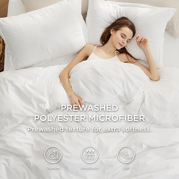 Bedsure California King Size Duvet Cover with Fitted Sheet - 4 Pieces Prewashed Cotton-Like Polyester Extra Soft Bedding Set, Includes 1 Duvet Cover 104''x98'', 2 Pillow Shams, 1 Fitted Sheet, White
