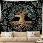 XGXL Life Tree Tapestry Wall Hanging - Bohemian Hippie Wishing Tree Tapestries Psychedelic Wall Carpet Mystic Aesthetic Tapestry for Living Room Bedroom