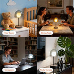 Rechargeable Small Counter Lamp, LED Modern Table Lamp with 3CCT & Stepless Dimming, Bedside Light for Study Living Room and Office, Mushroom Style (Smoky Grey)
