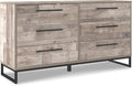 Signature Design by Ashley Neilsville Industrial 6 Drawer Dresser, Butcher Block Gray