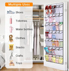 MISSLO 35 Large Pockets Over The Door Shoe Organizer Sturdy Oxford Fabric Hanging Shoe Rack for Door Mesh Closet Shoe Holder Hanger, White