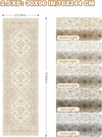Kitchen Runner Rug Non Slip Washable 2.5x8, Soft Low Pile Entryway Rug Runners for Hallways,Carpet Runner for Living Room,Kitchen, Laundry, Bathroom(Cream/Beige,2.5'x8')