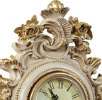 Touch of Class Oliviana Table Clock - Resin - Ivory, Gold - Victorian Style - Acanthus Leaves - Vintage Decor for Bedroom, Bathroom Shelf, Living Room, Mantel, Entryway, Foyer